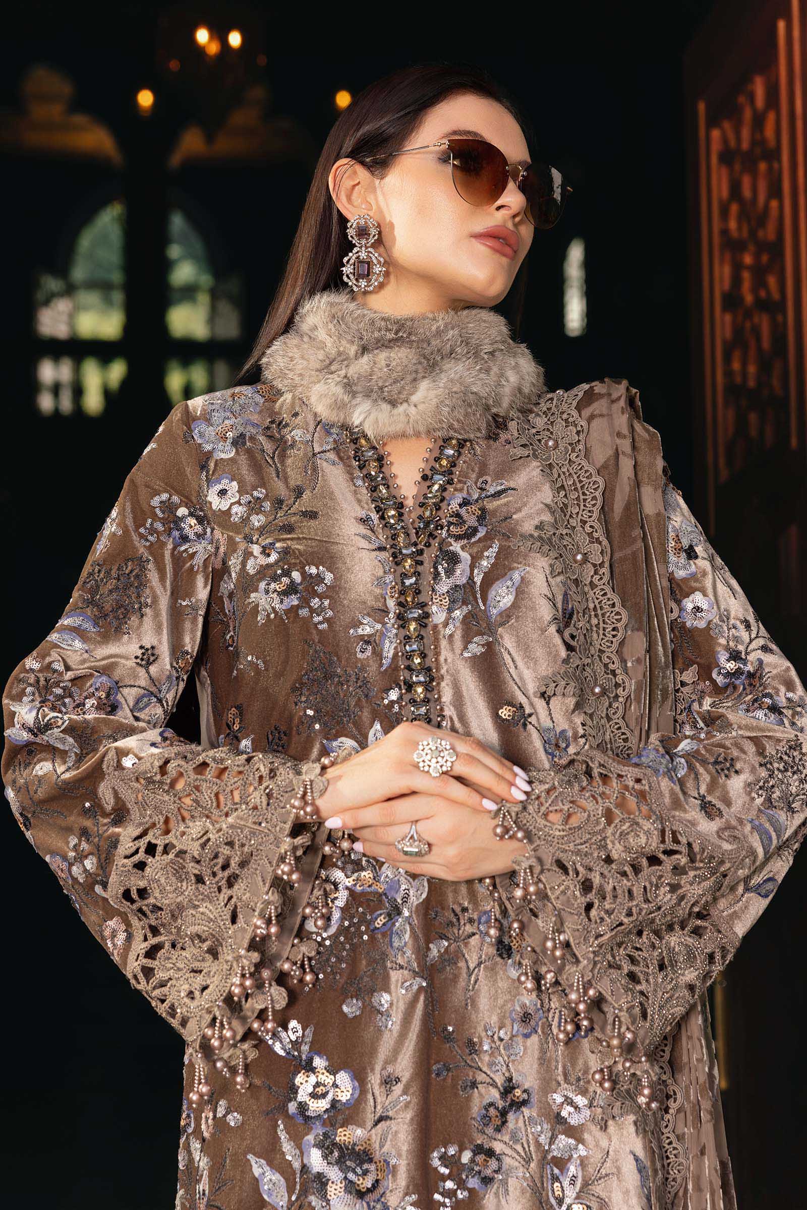 MARIA B- Embroidered Velvet Suit WL-1303