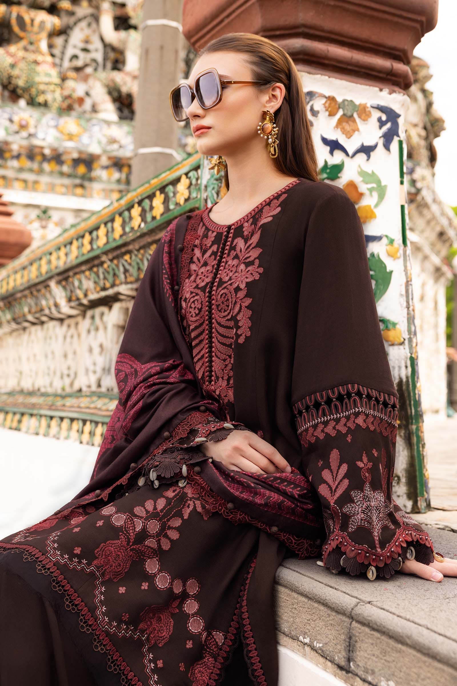 MARIA B-Embroidered Twill Linen Suit MPT-2804-A