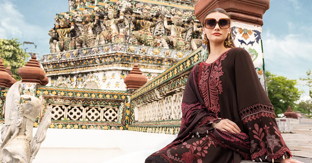 MARIA B-Embroidered Twill Linen Suit MPT-2804-A