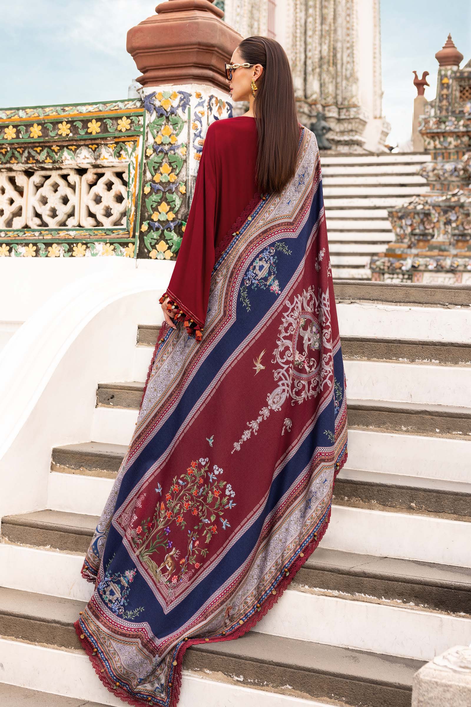 MARIA B- Embroidered Twill Linen Suit MPT-2805-A