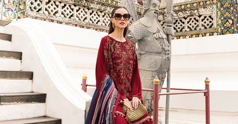 MARIA B- Embroidered Twill Linen Suit MPT-2805-A