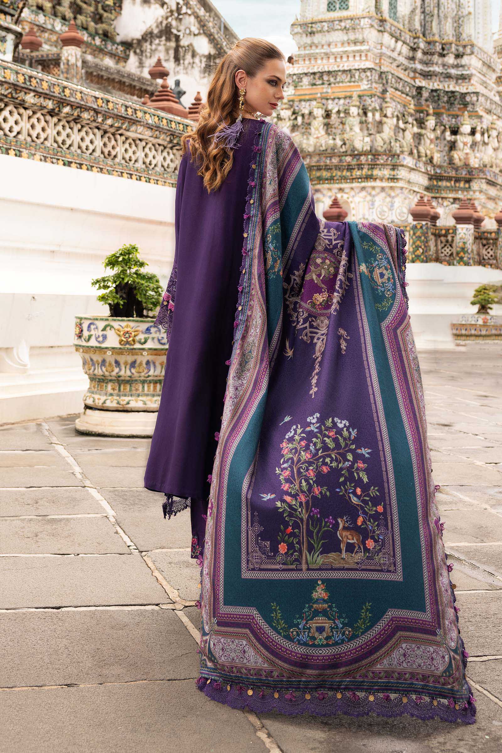 MARIA B- Embroidered Twill Linen Suit MPT-2805-B