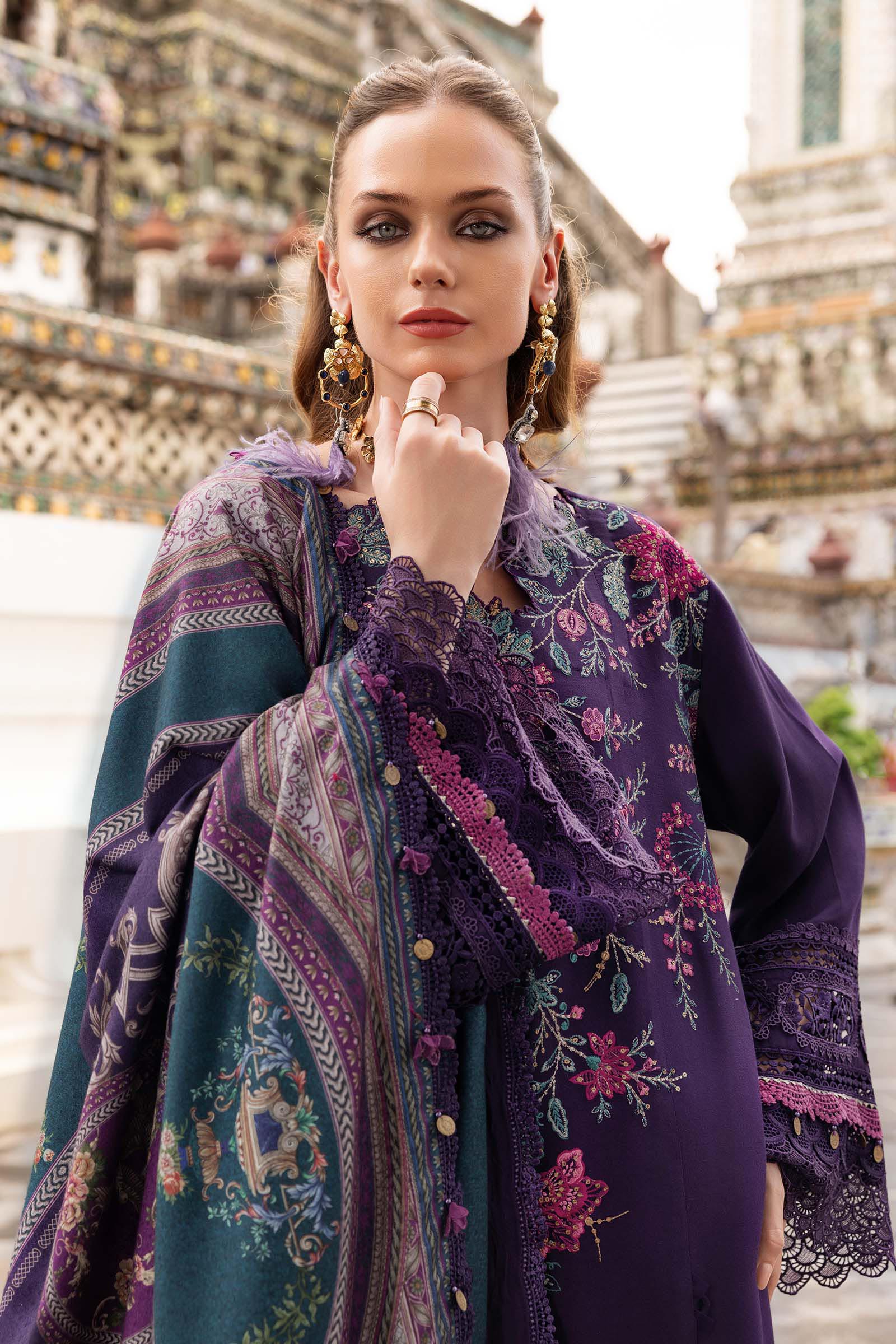 MARIA B- Embroidered Twill Linen Suit MPT-2805-B