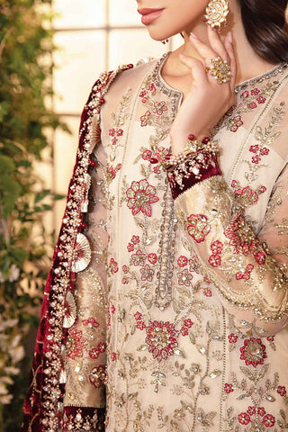 Maria B BD-2905-Ivory and Maroon