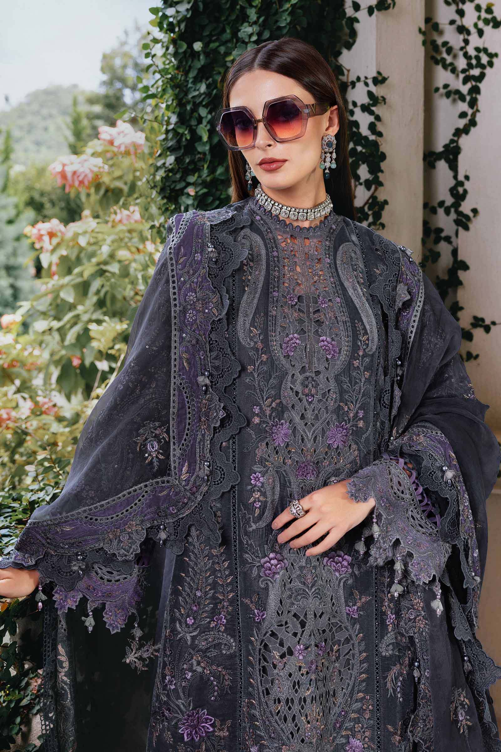 MARIA B- Embroidered Velvet Suit WL-1305