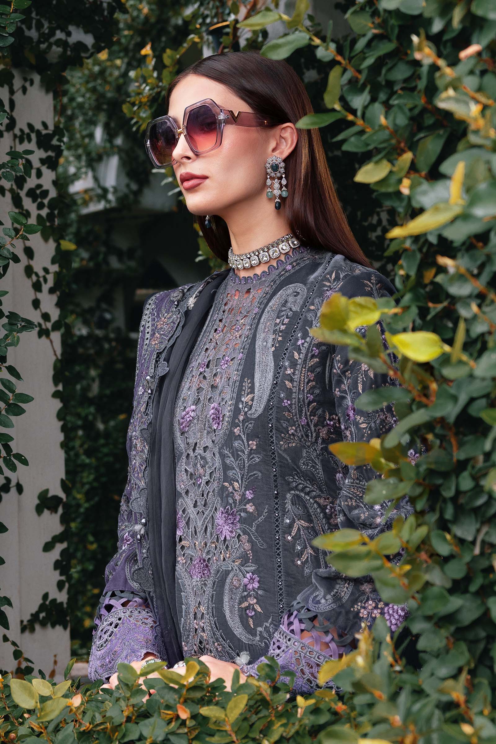 MARIA B- Embroidered Velvet Suit WL-1305