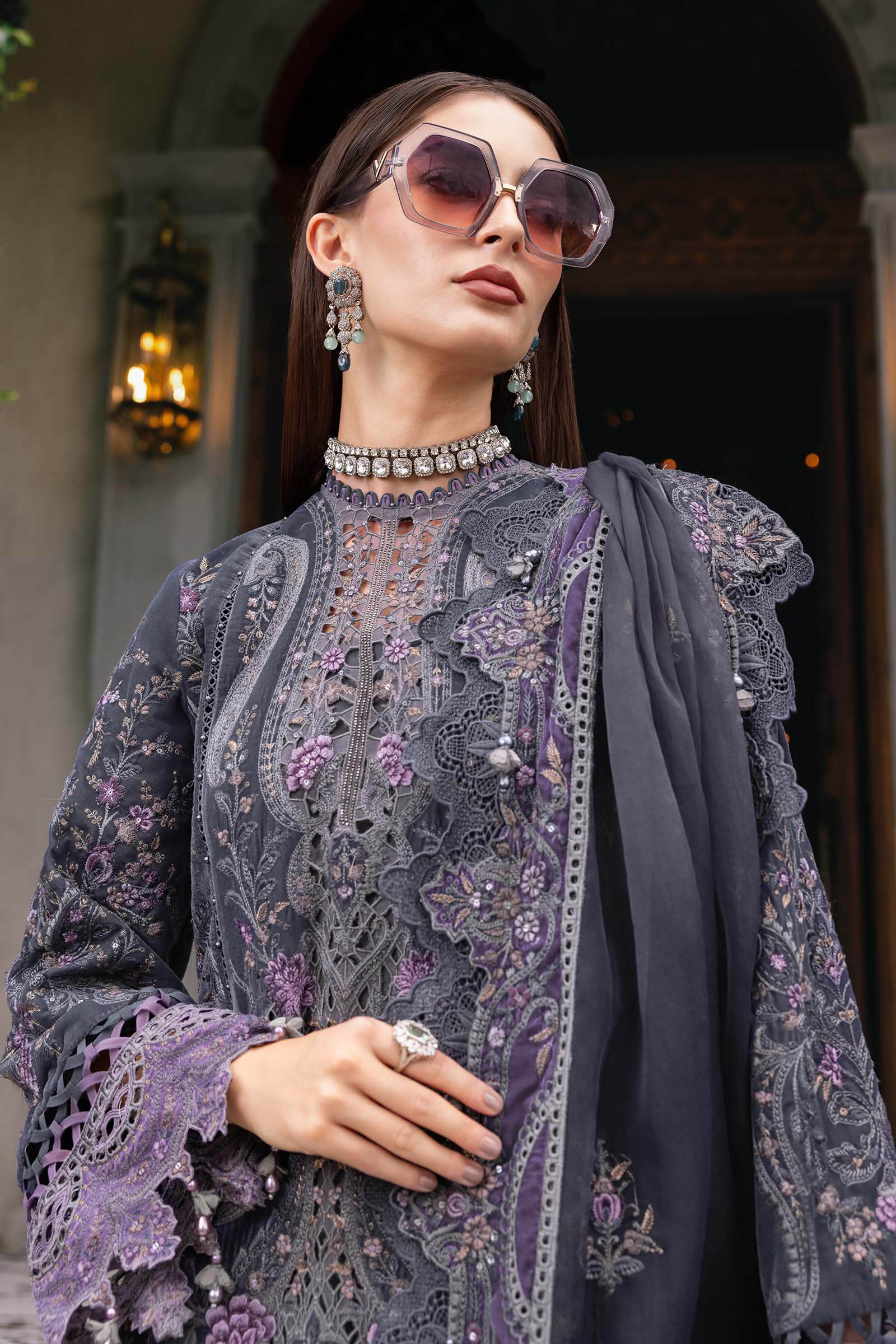 MARIA B- Embroidered Velvet Suit WL-1305