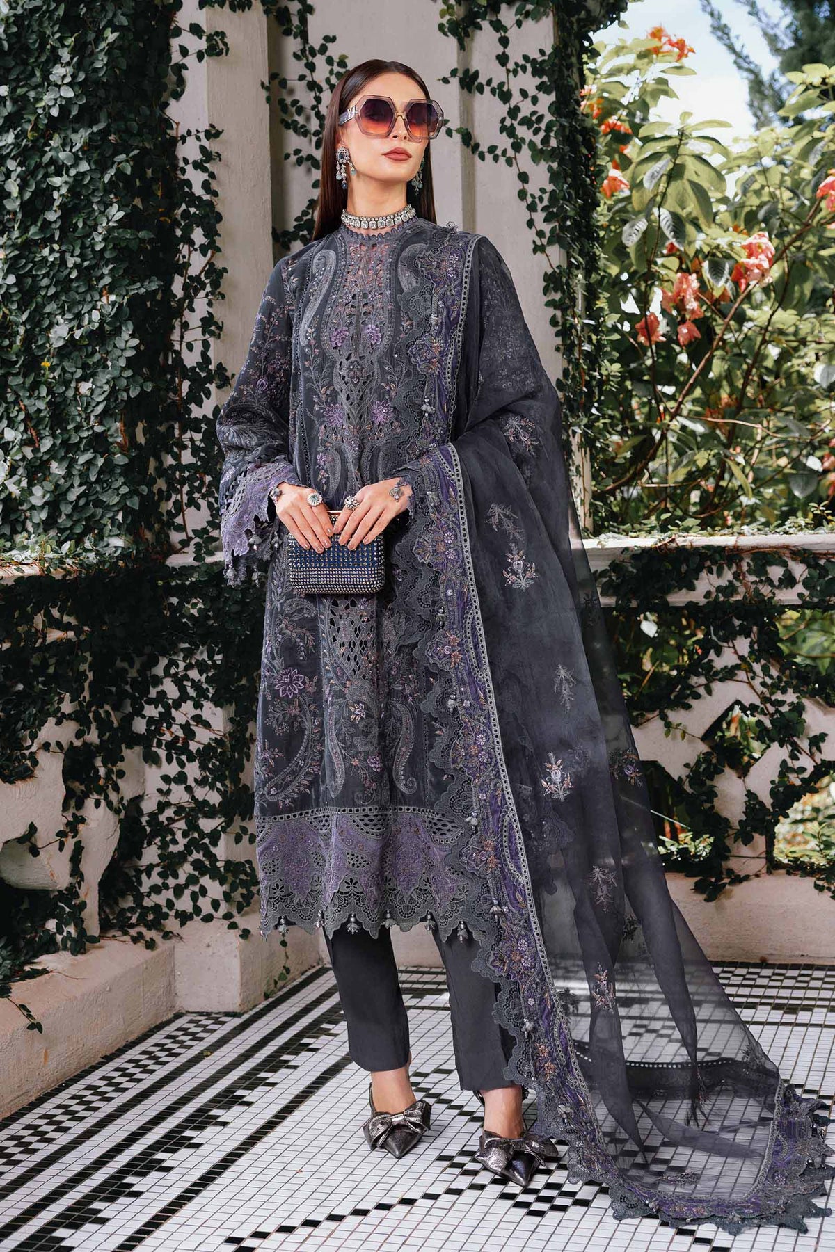 MARIA B- Embroidered Velvet Suit WL-1305