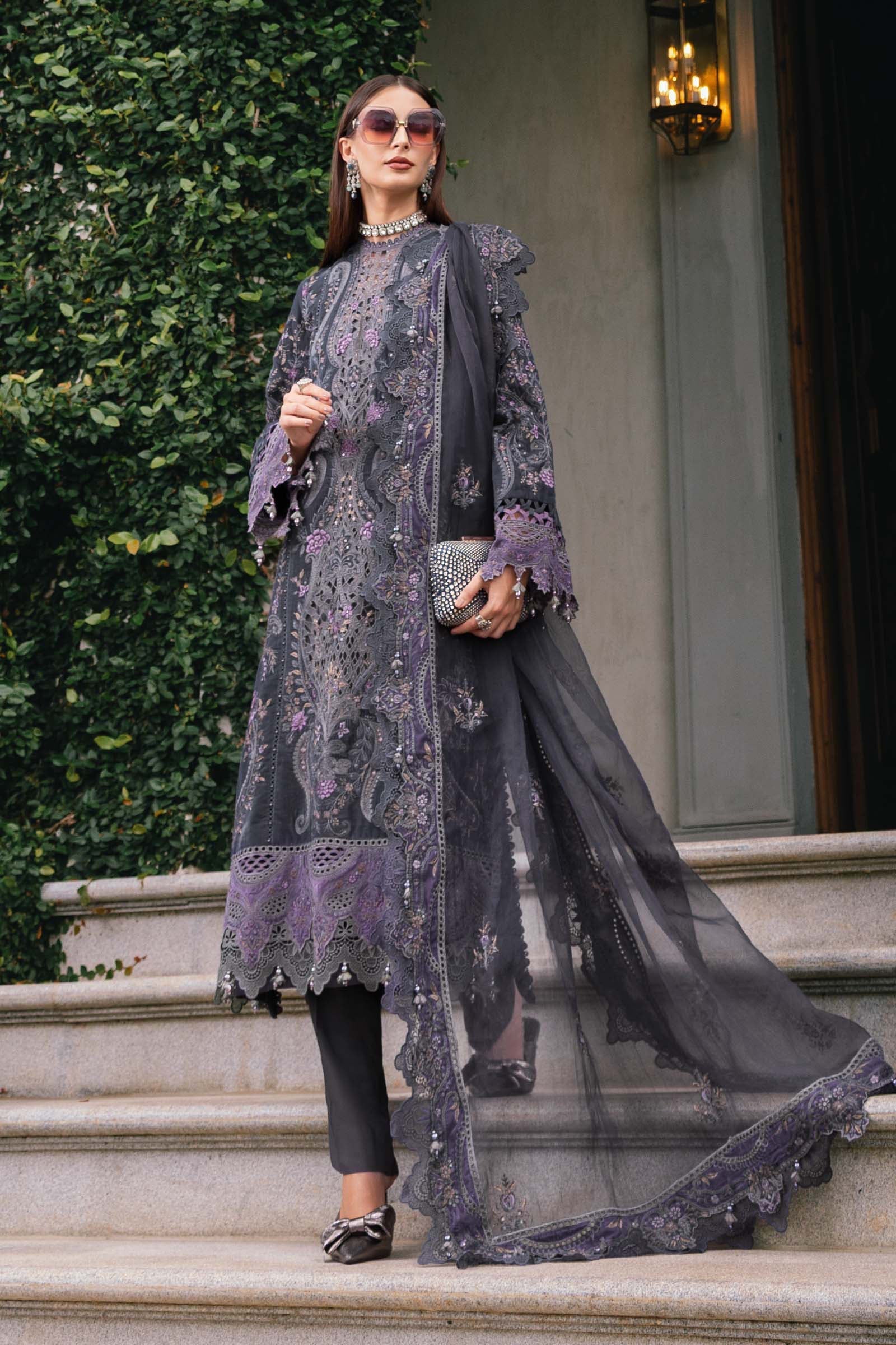 MARIA B- Embroidered Velvet Suit WL-1305