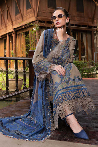 MARIA B- Embroidered Twill Linen Suit MPT-2806-A