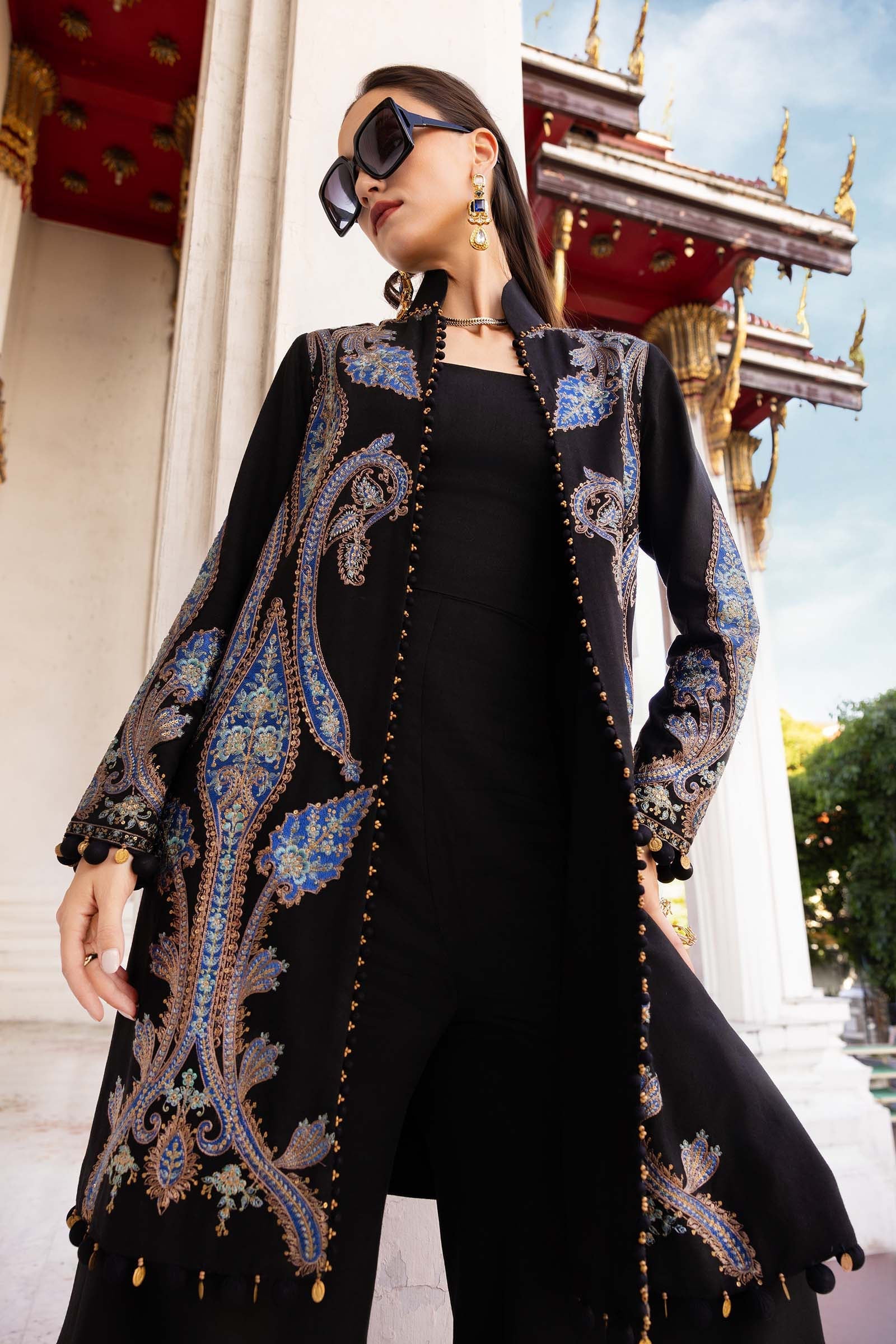 MARIA B- Embroidered Twill Linen Suit MPT-2806-B