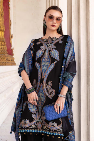 MARIA B- Embroidered Twill Linen Suit MPT-2806-B