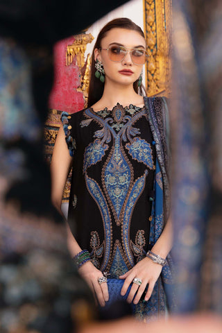 MARIA B- Embroidered Twill Linen Suit MPT-2806-B
