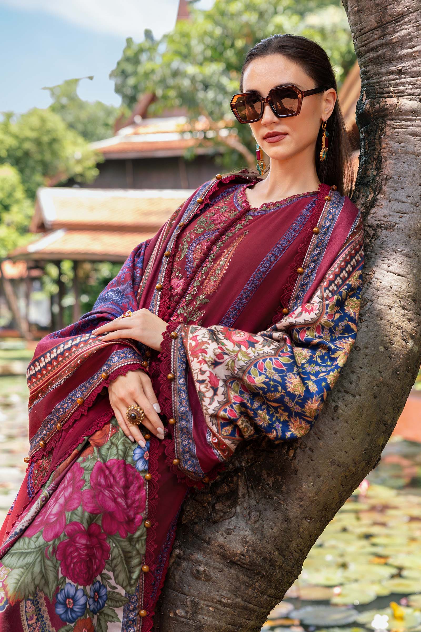 MARIA B- Embroidered Twill Linen Suit MPT-2807-A