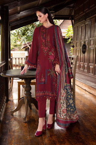 MARIA B- Embroidered Twill Linen Suit MPT-2807-A