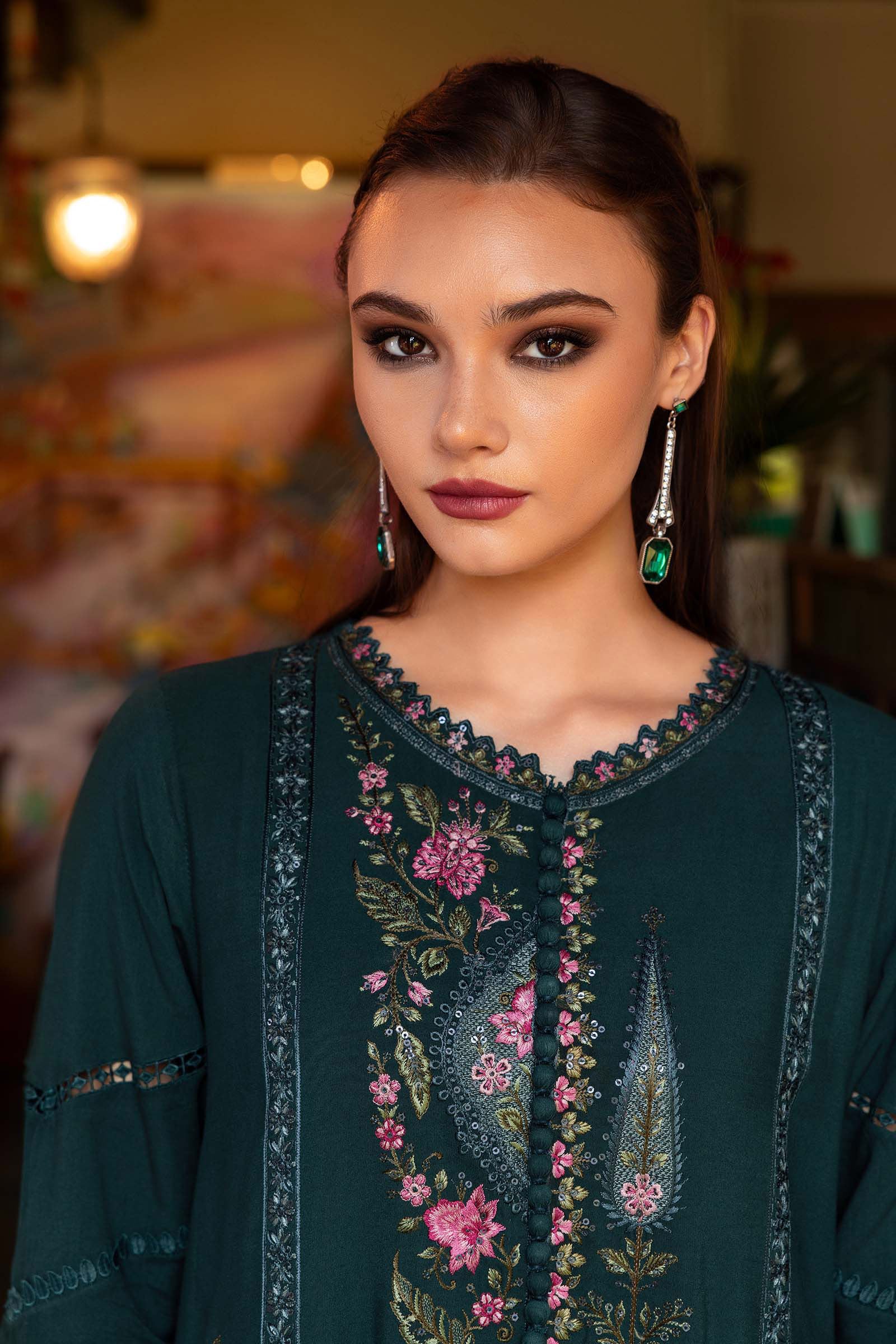 MARIA B- Embroidered Twill Linen Suit MPT-2807-B