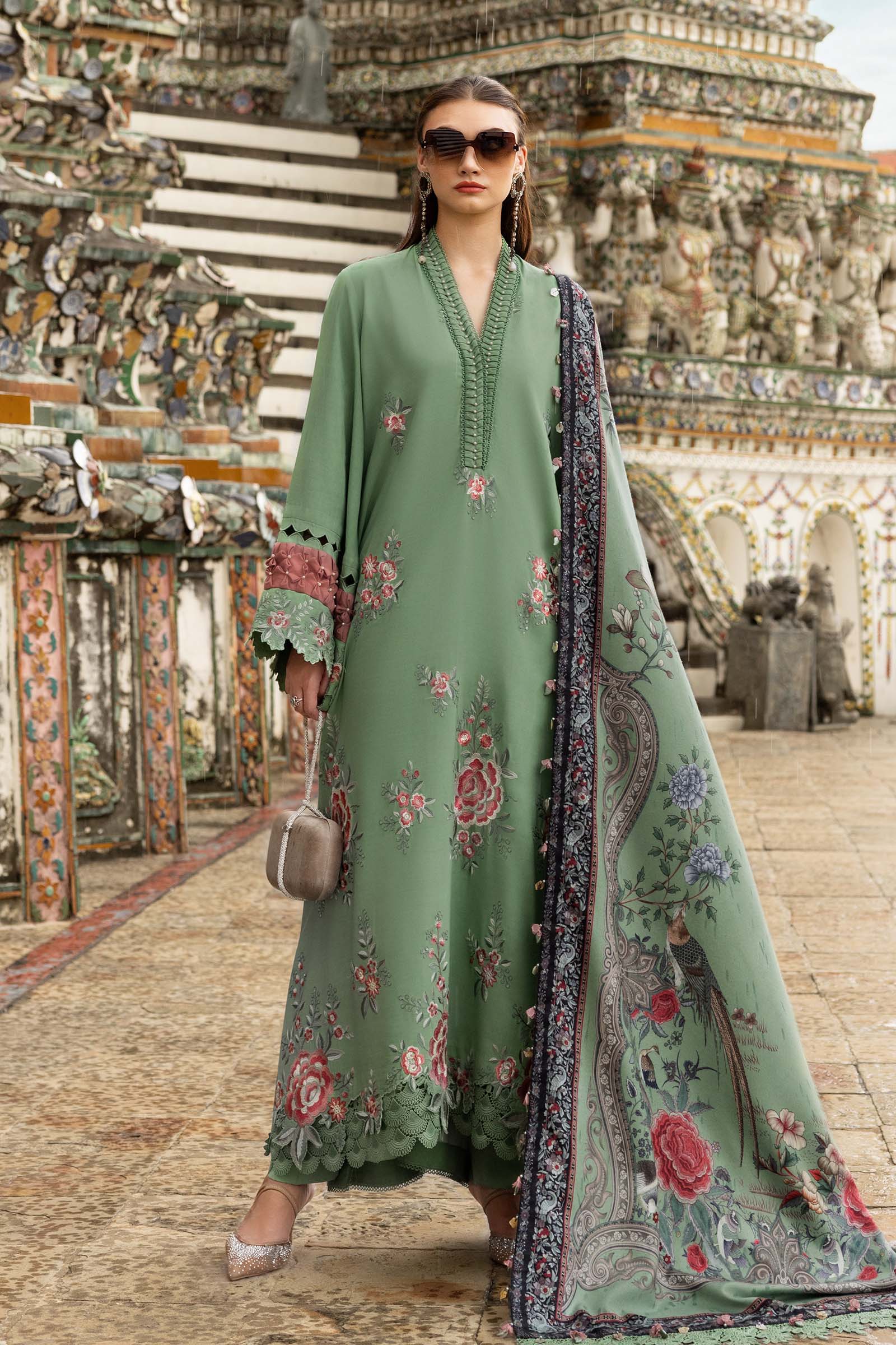 MARIA B- Embroidered Twill Linen Suit MPT-2808-A