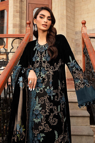 Maria b velvet luxe (DL-1208) Black and Teal