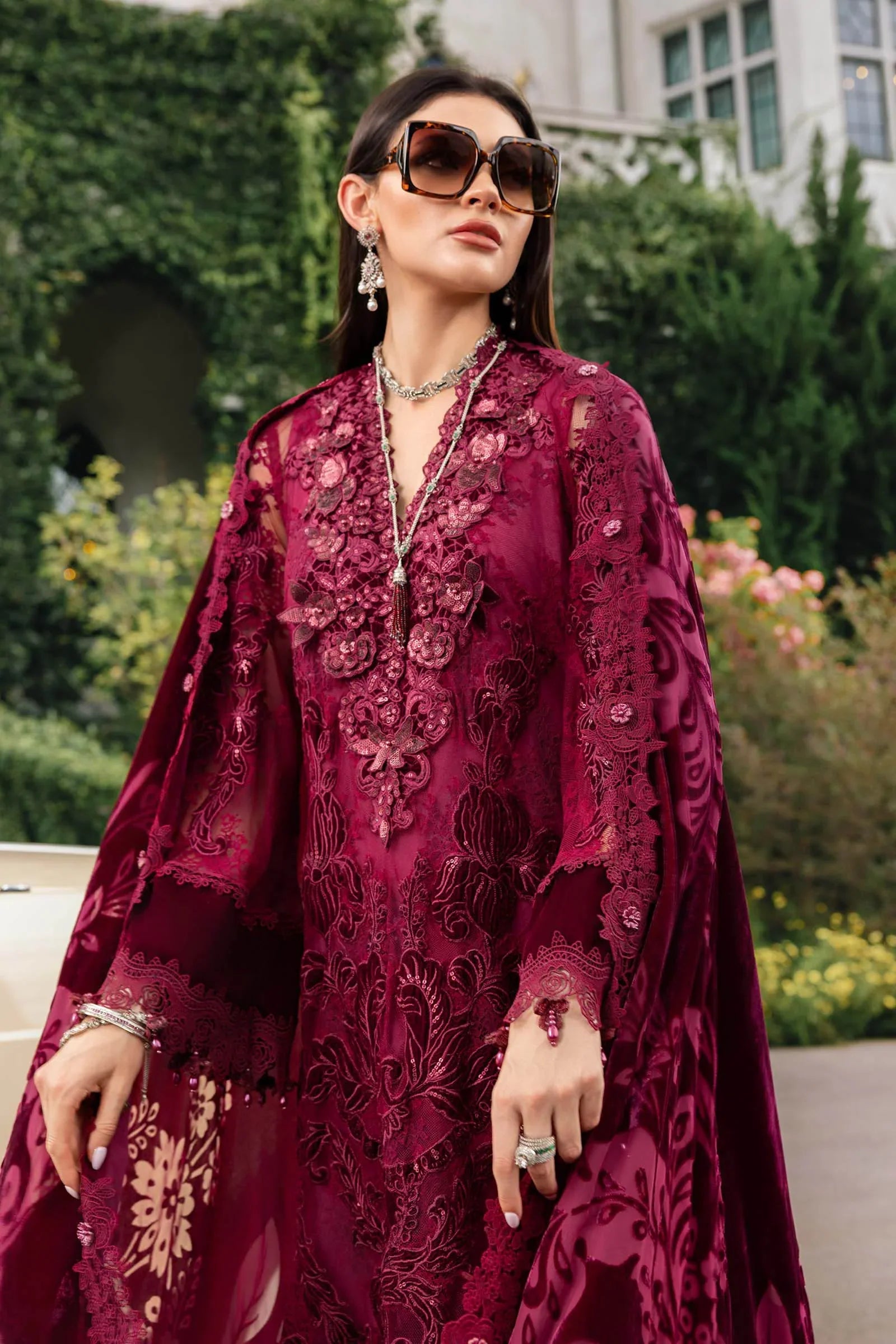 MARIA B- Embroidered Chantilly Suit WL-1308