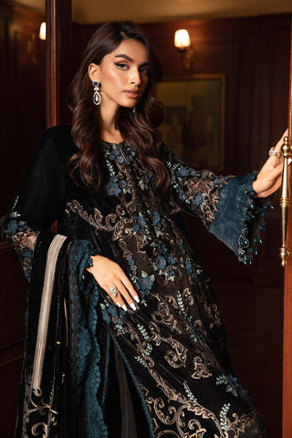 Maria b velvet luxe (DL-1208) Black and Teal