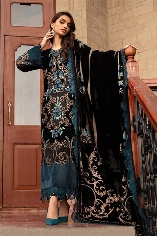 Maria b velvet luxe (DL-1208) Black and Teal
