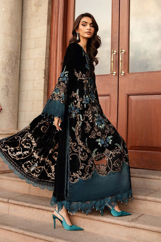 Maria b velvet luxe (DL-1208) Black and Teal