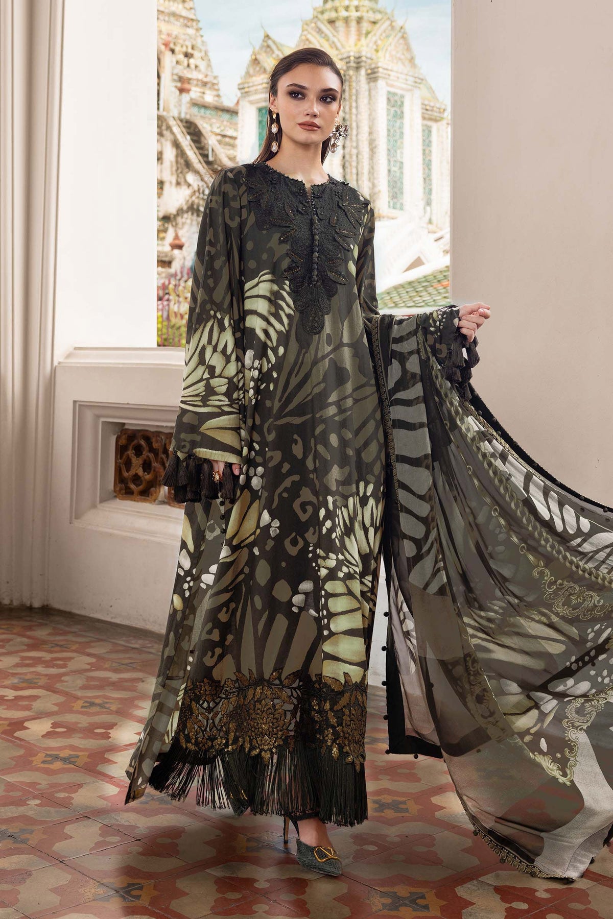 MARIA B- Embroidered Linen Suit MPT-2809-A