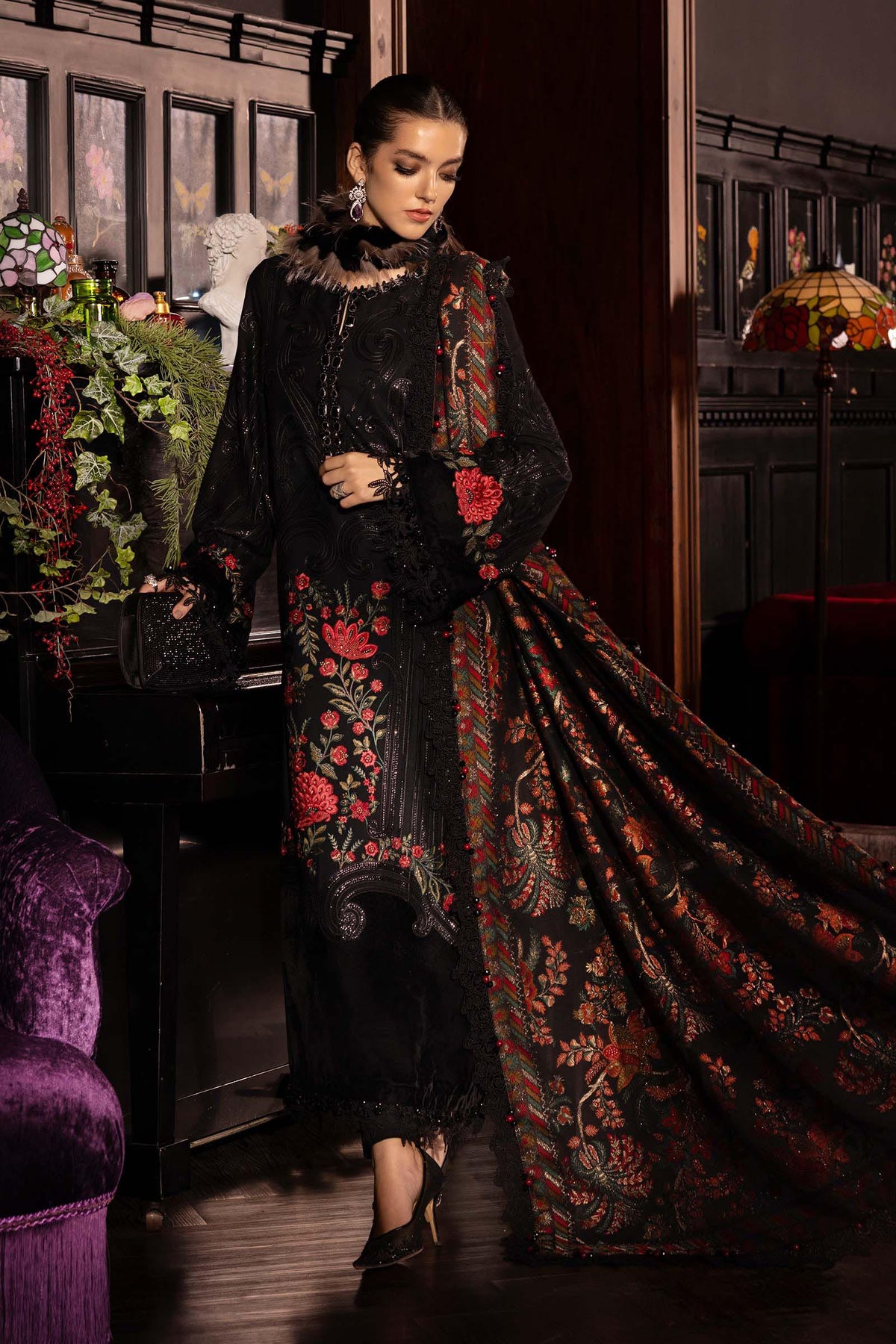 MARIA B- Embroidered Linen Suit WL-1309