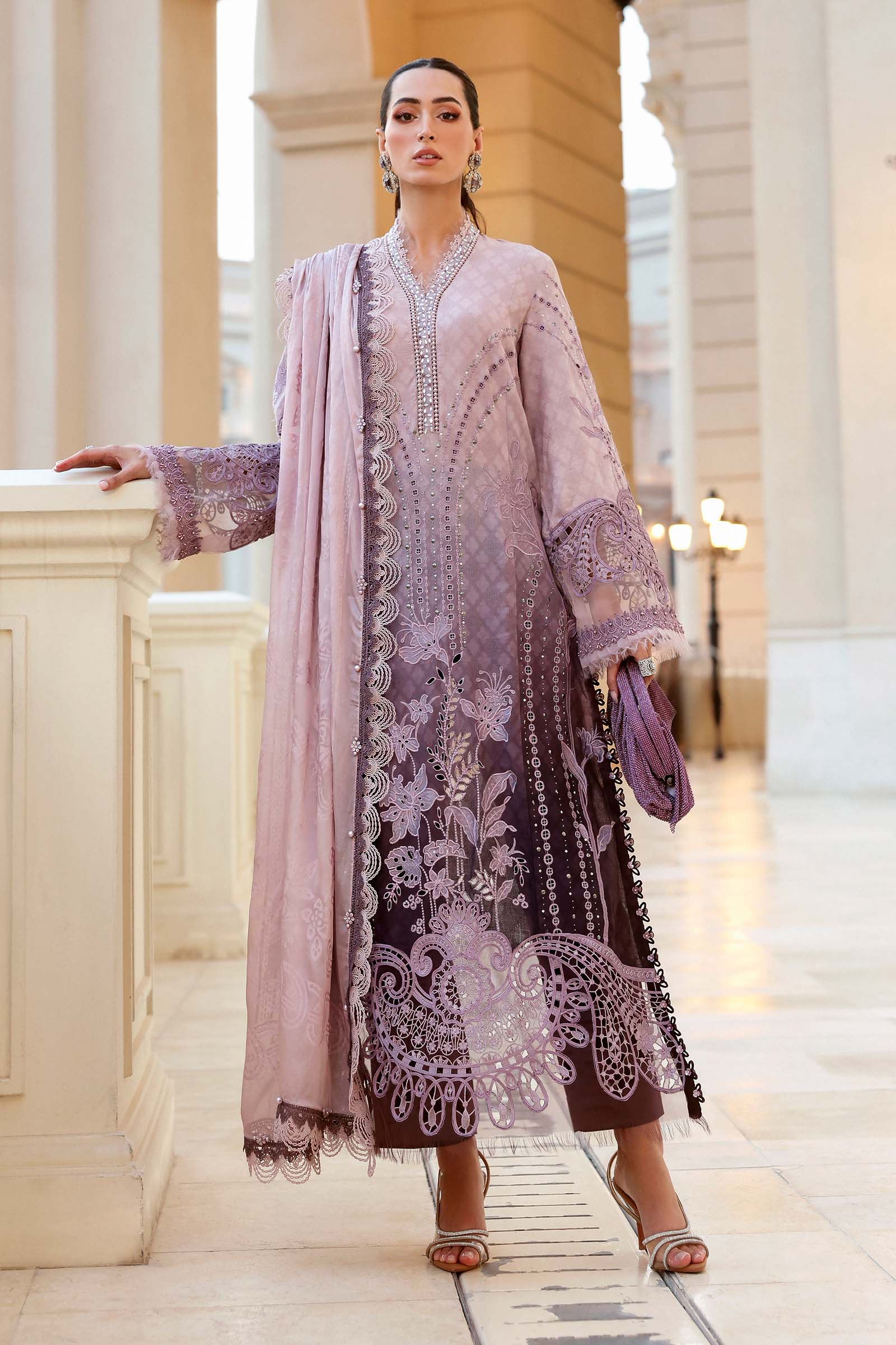 MARIA B - Embroidered Jacquard Lawn Suit D-2601-B