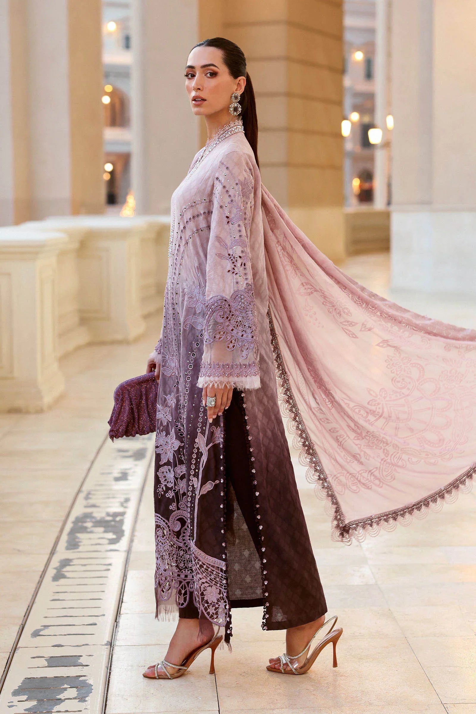 MARIA B - Embroidered Jacquard Lawn Suit D-2601-B