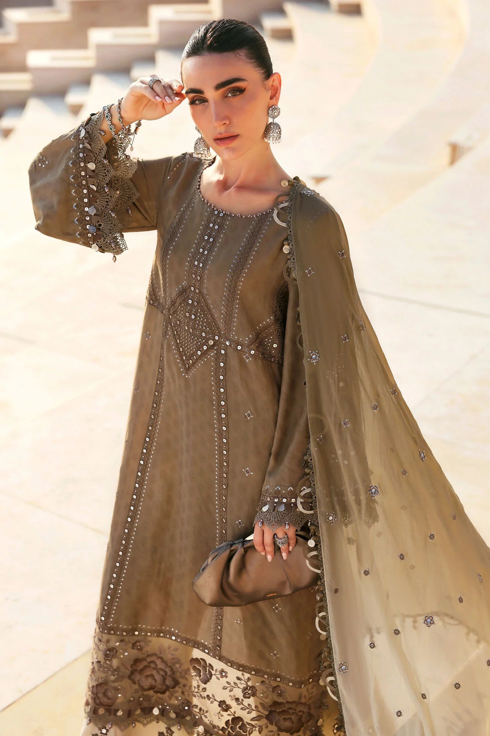 MARIA B - Embroidered Jacquard Lawn Suit D-2602-A