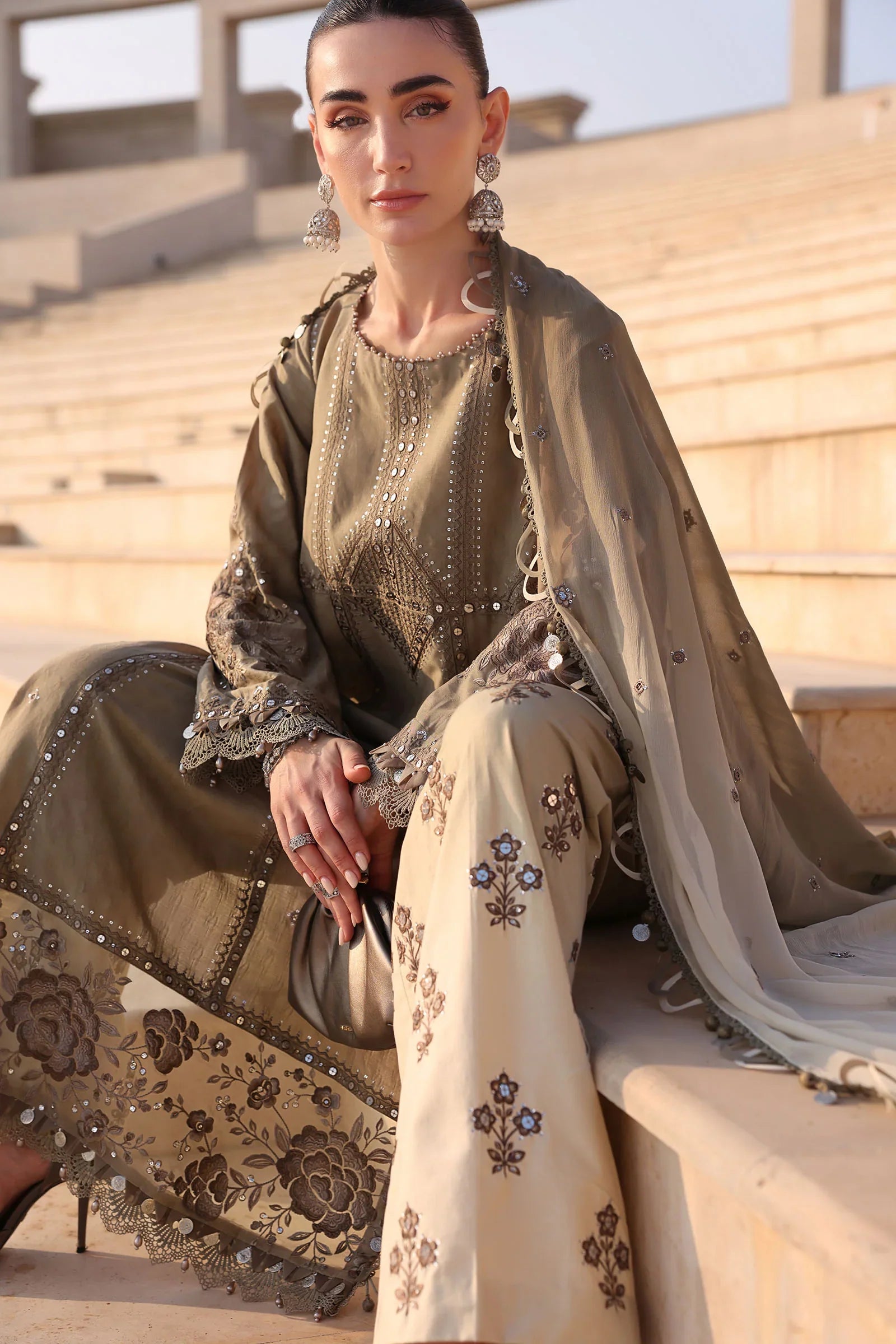 MARIA B - Embroidered Jacquard Lawn Suit D-2602-A