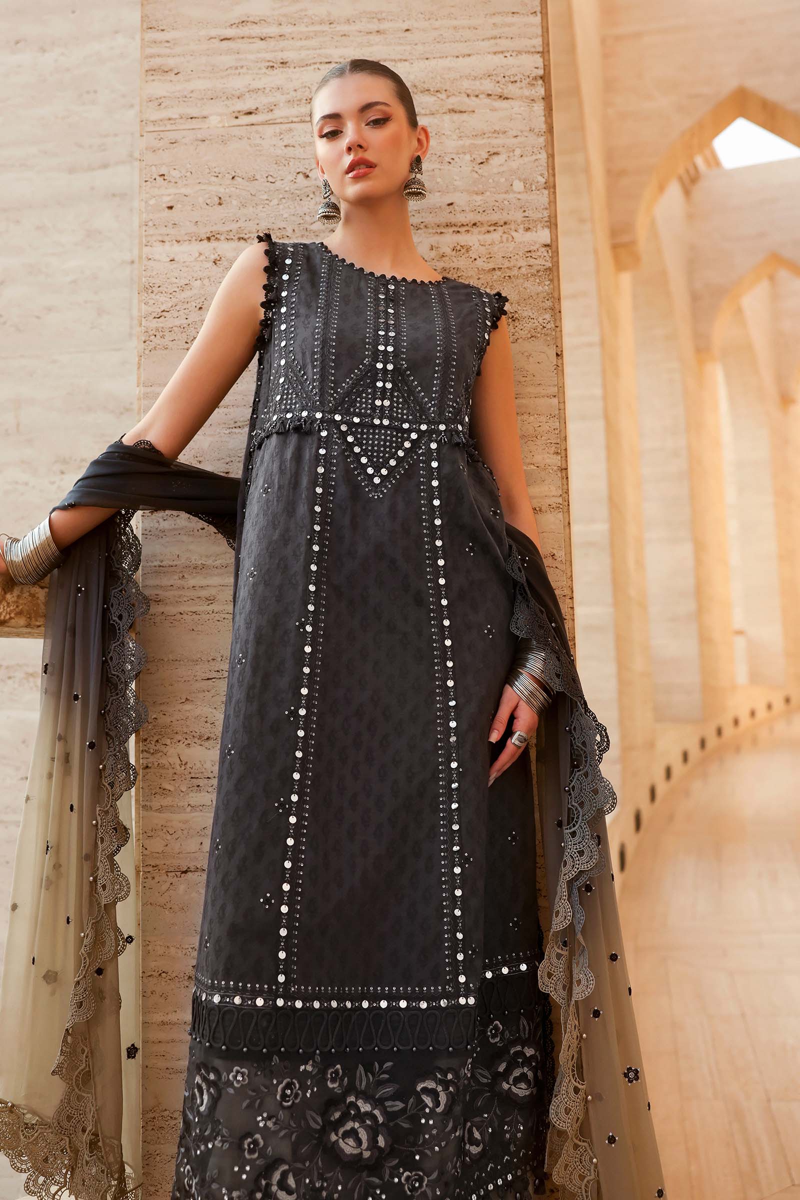 MARIA B - Embroidered Jacquard Lawn Suit D-2602-B