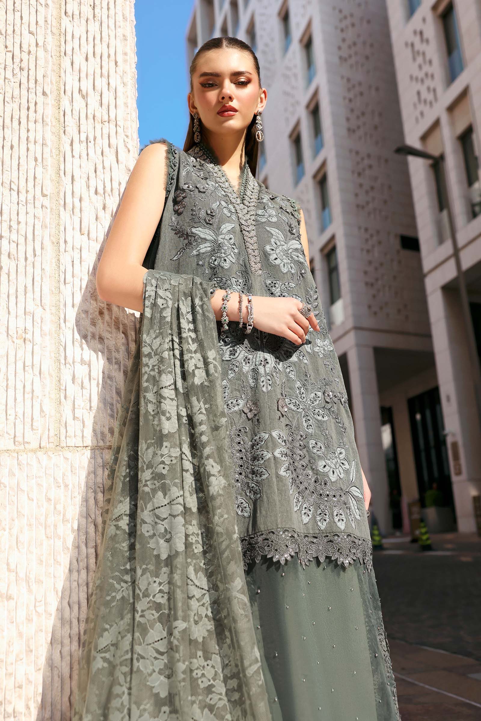 MARIA B - Embroidered Lawn Karandi Suit D-2603-B