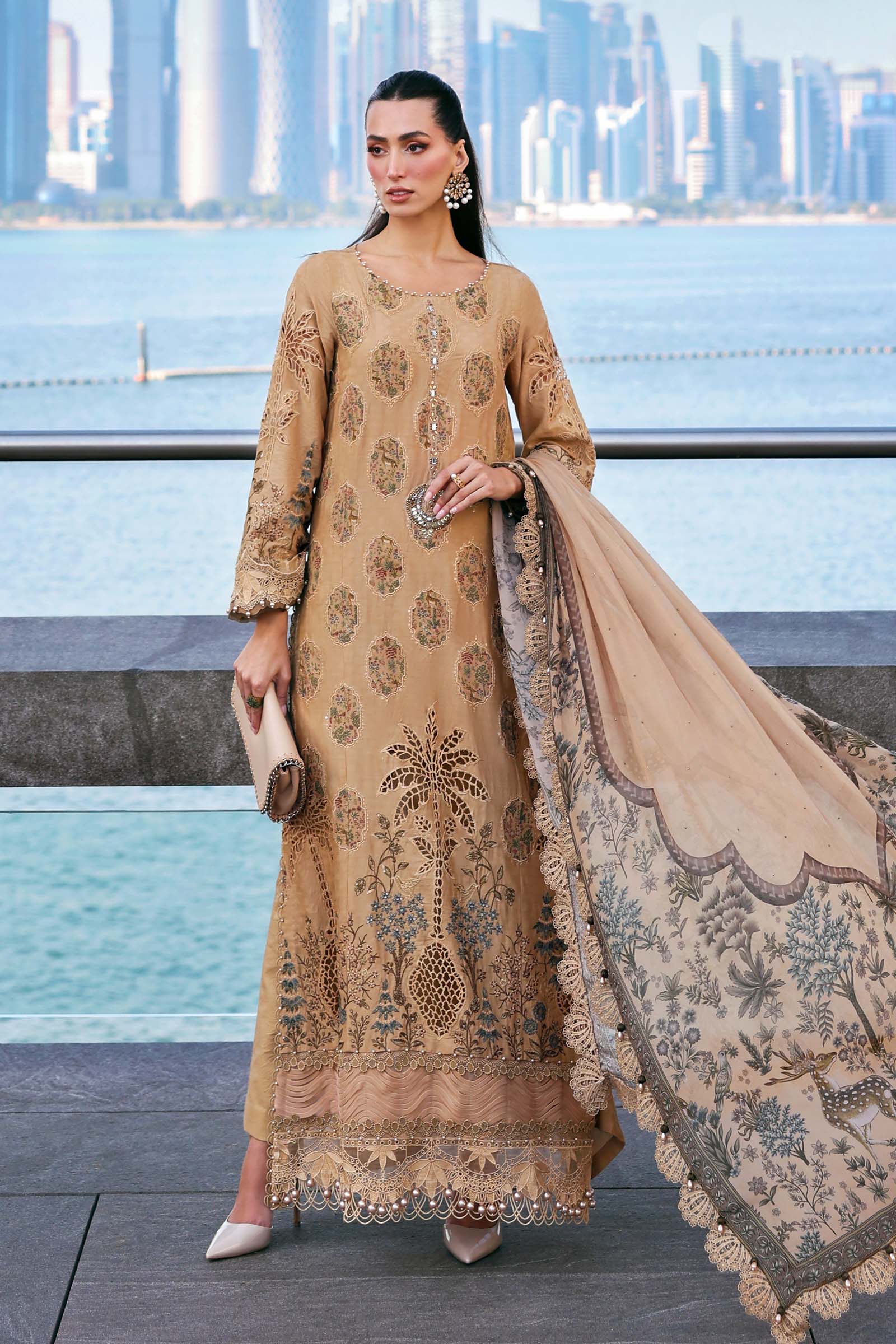 MARIA B - Embroidered Jacquard Lawn Suit D-2605-A