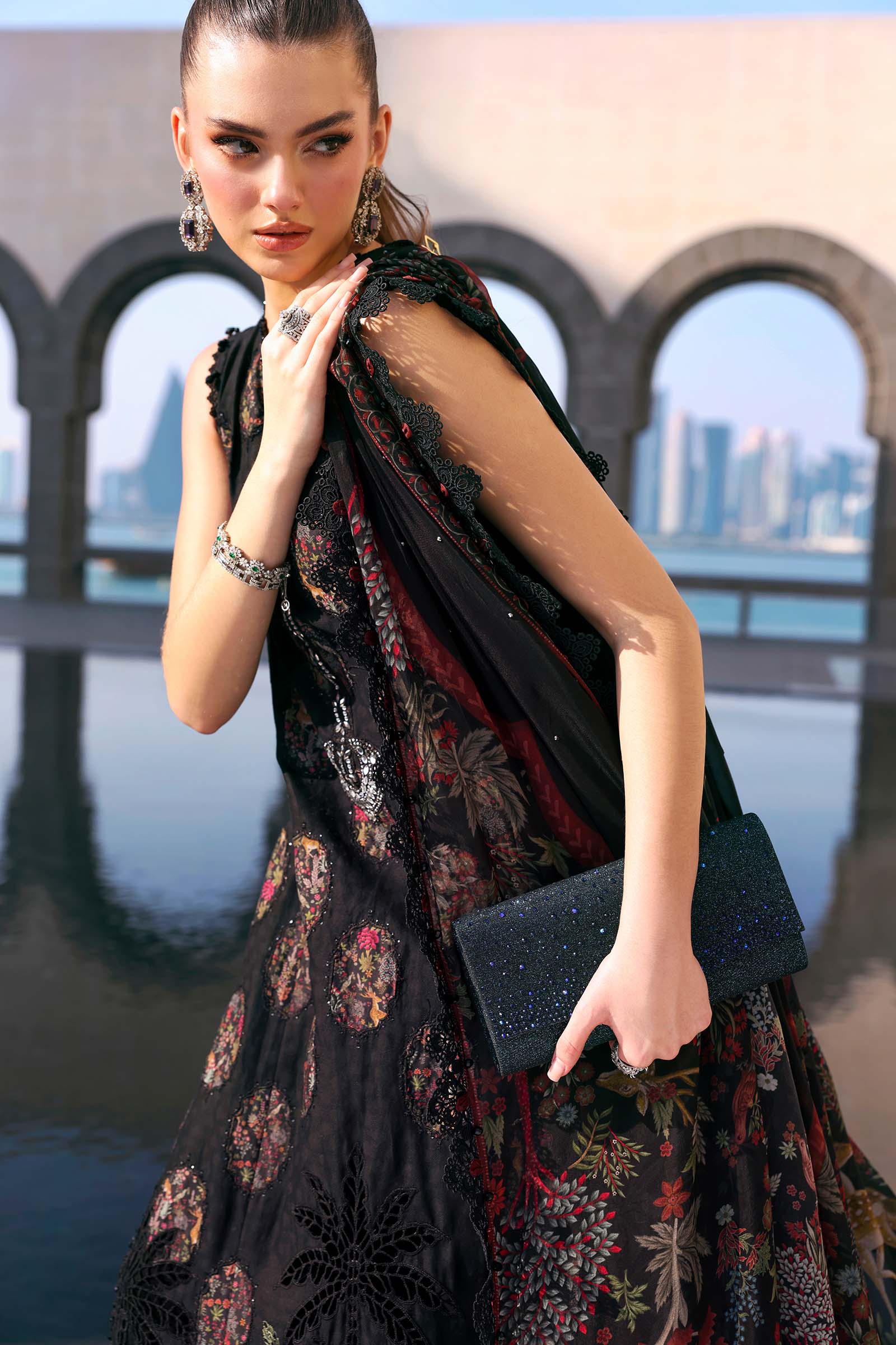 MARIA B - Embroidered Jacquard Lawn Suit D-2605-B