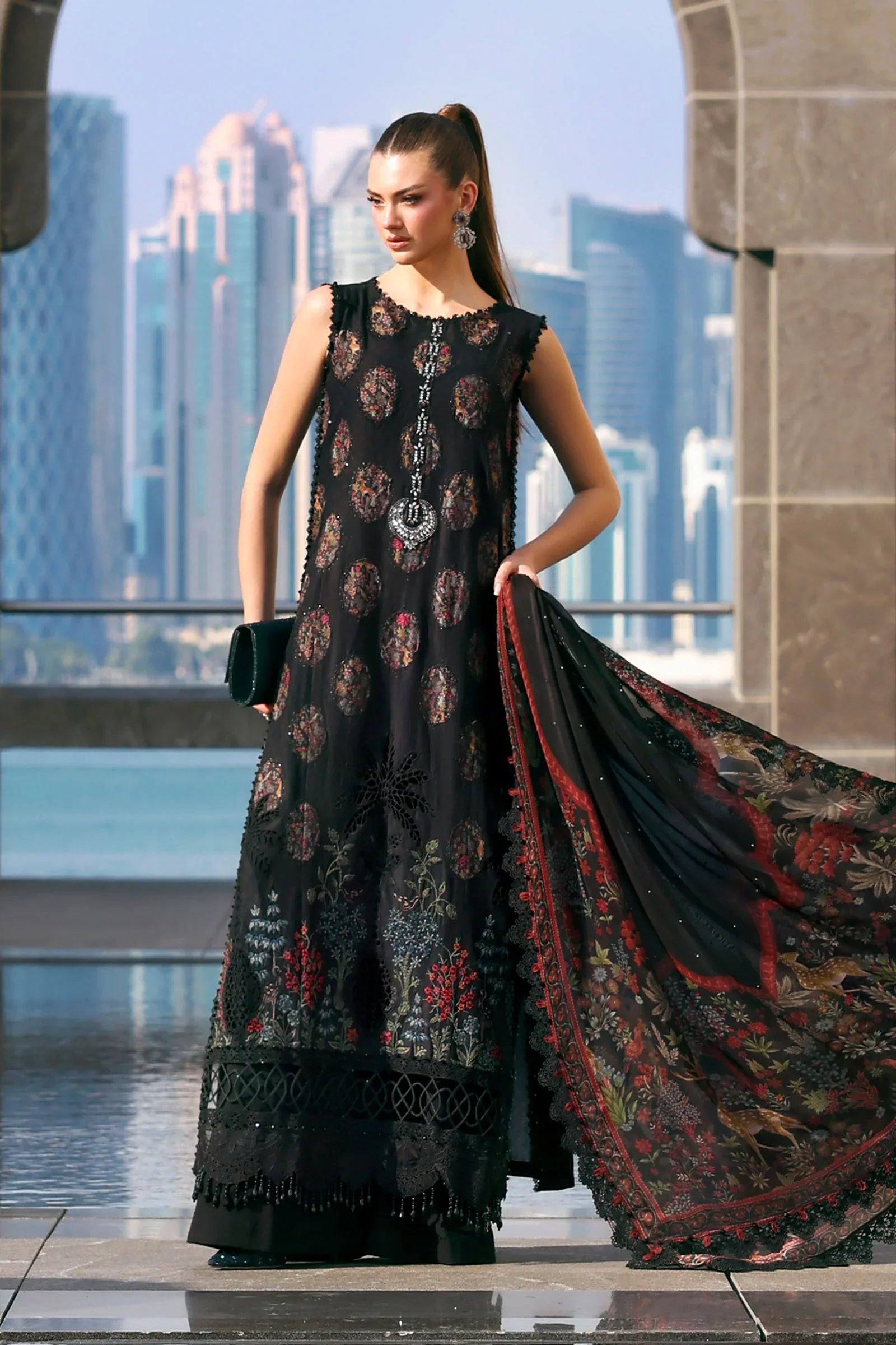 MARIA B - Embroidered Jacquard Lawn Suit D-2605-B