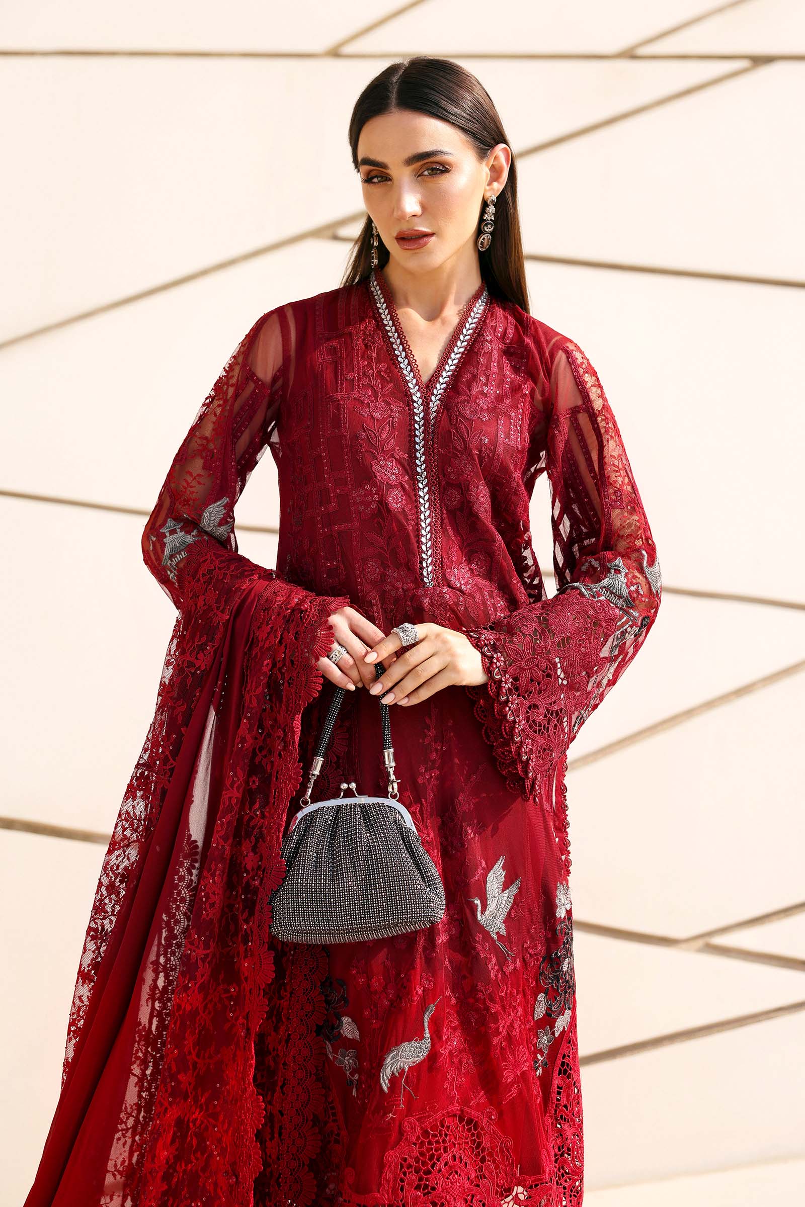 MARIA B - Embroidered Net Suit D-2607-A