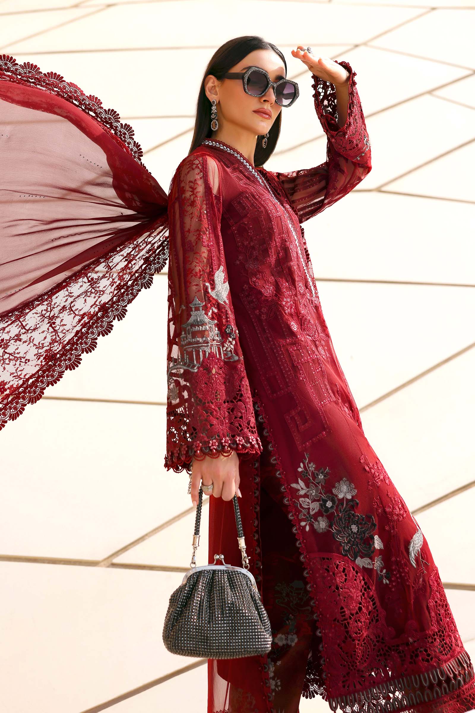 MARIA B - Embroidered Net Suit D-2607-A