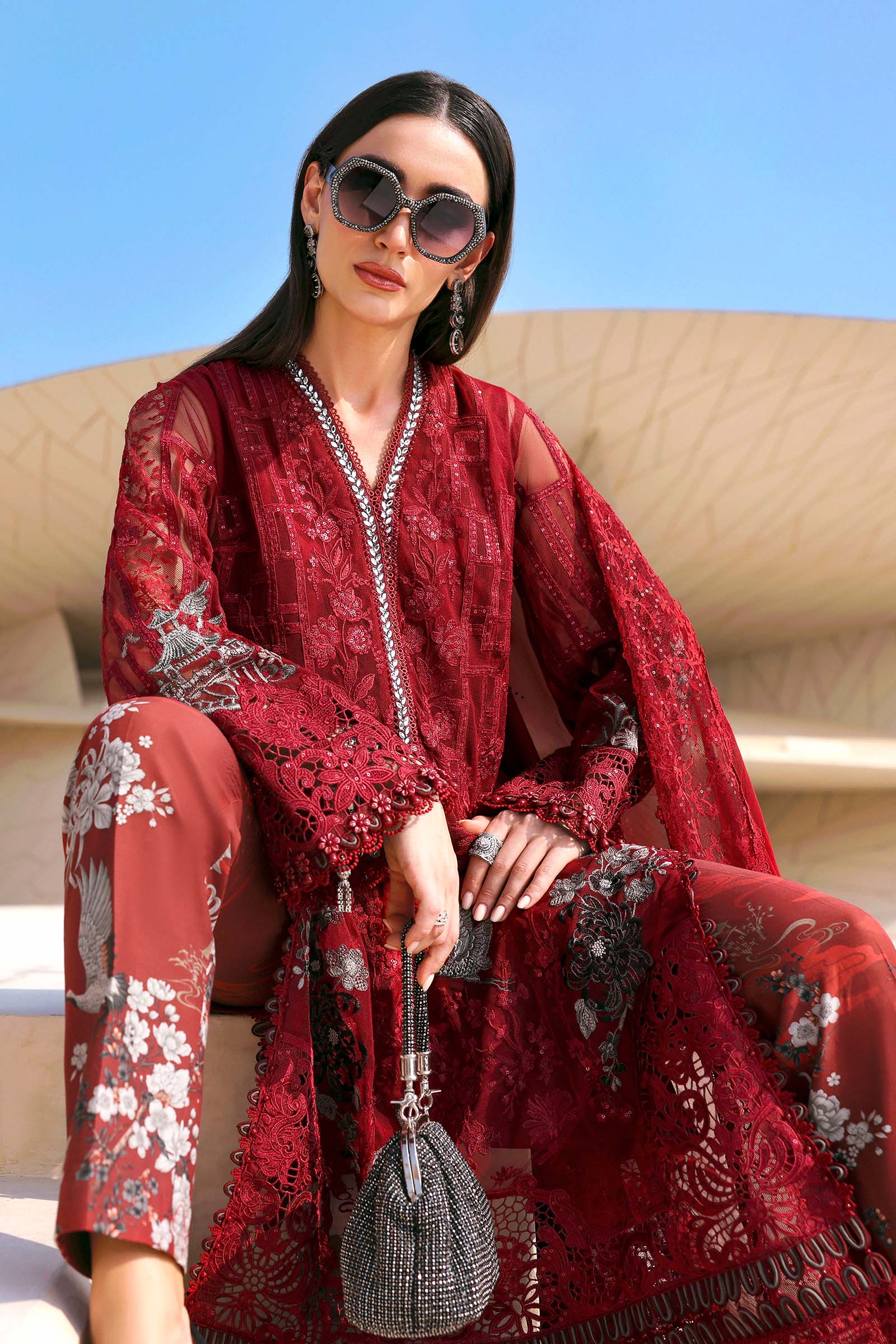 MARIA B - Embroidered Net Suit D-2607-A