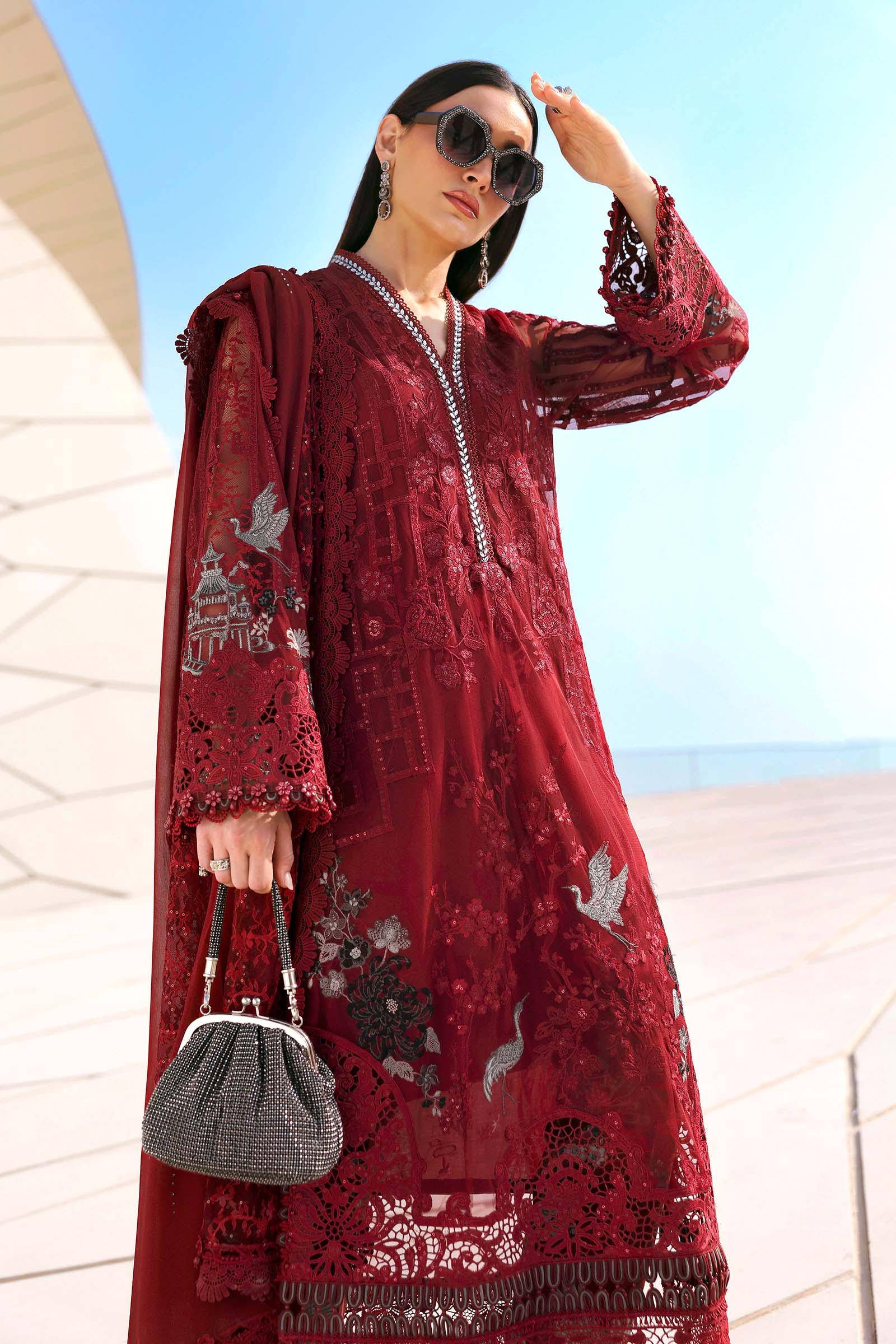 MARIA B - Embroidered Net Suit D-2607-A