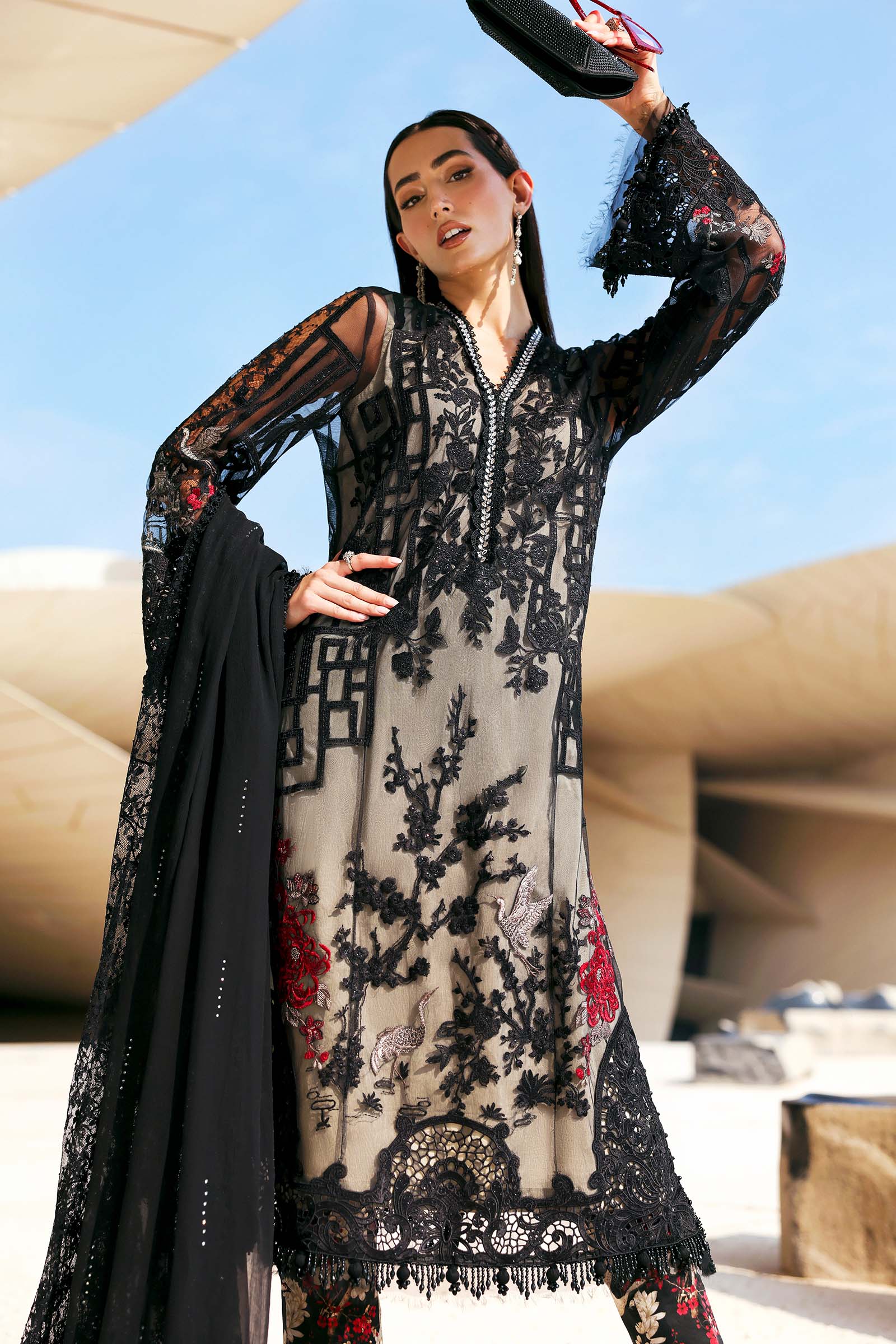 MARIA B - Embroidered Net Suit D-2607-B