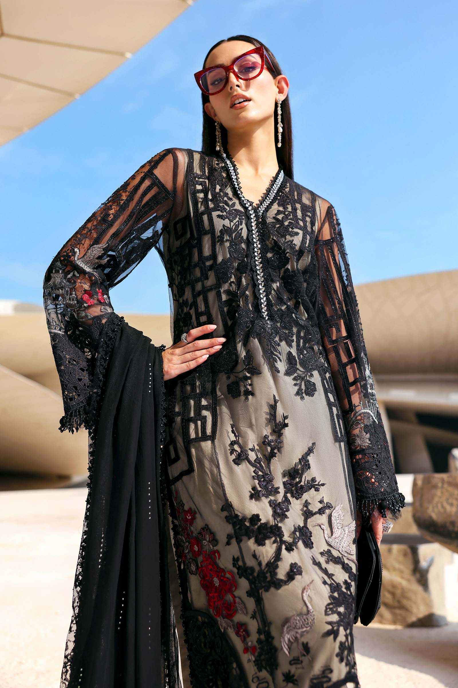 MARIA B - Embroidered Net Suit D-2607-B