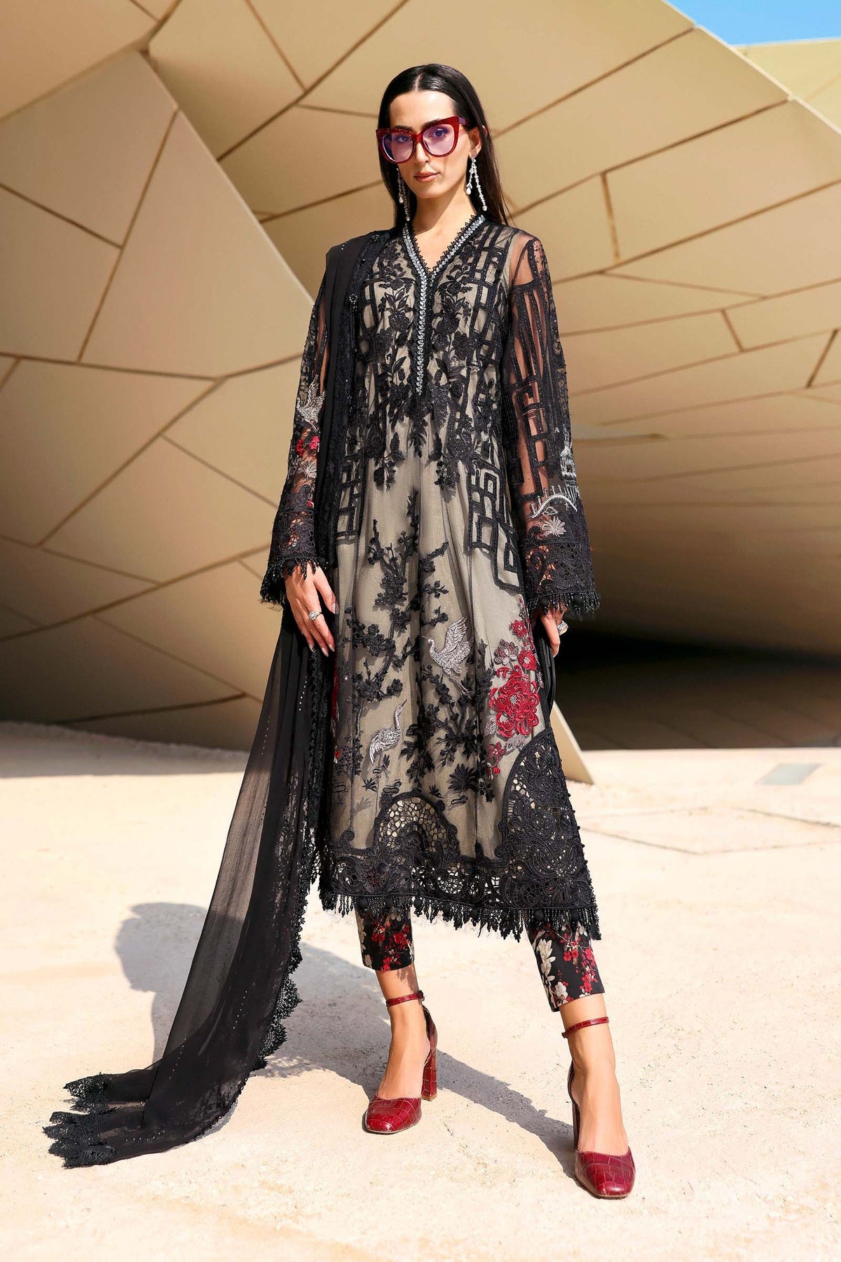 MARIA B - Embroidered Net Suit D-2607-B