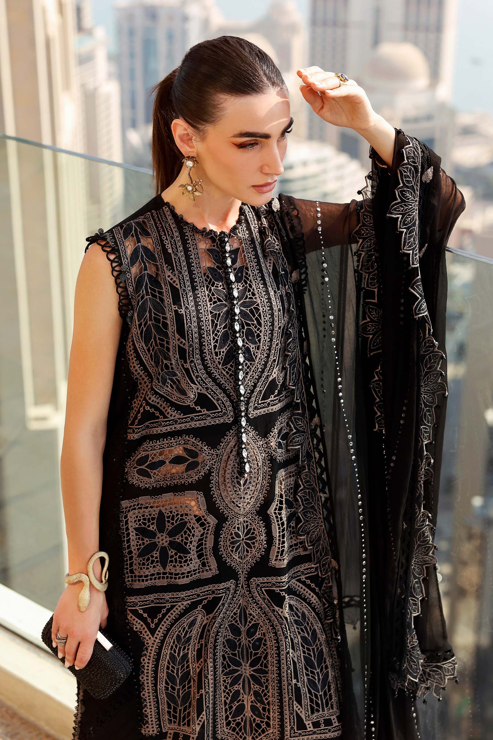MARIA B - Embroidered Net Suit D-2608-B