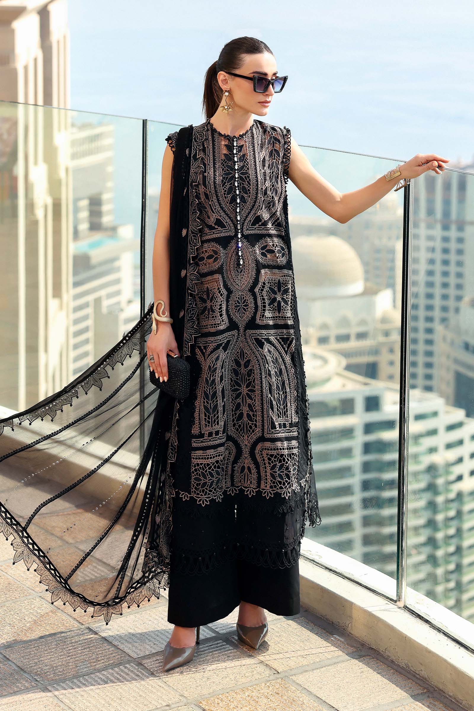 MARIA B - Embroidered Net Suit D-2608-B