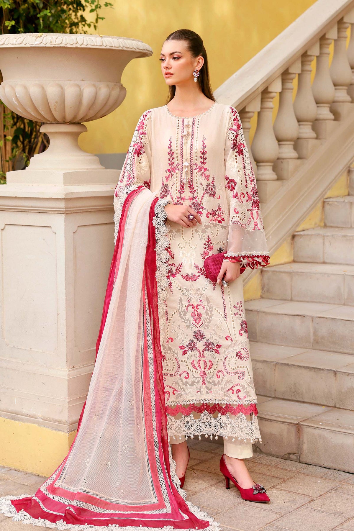 MARIA B - Embroidered Jacquard Lawn Suit D-2609-A