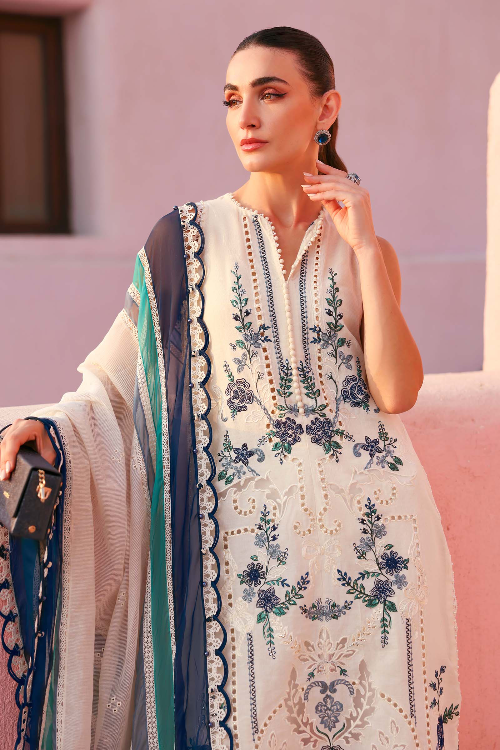 MARIA B - Embroidered Jacquard Lawn Suit D-2609-B