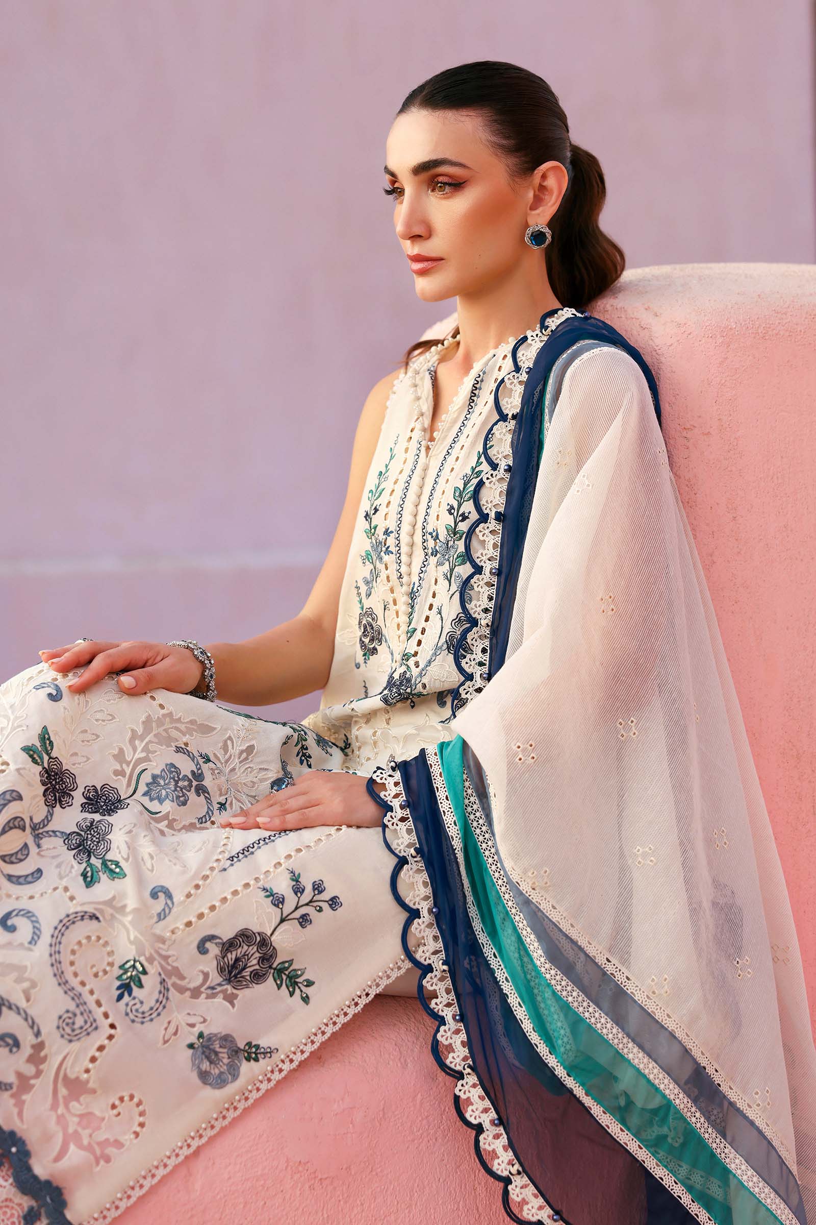 MARIA B - Embroidered Jacquard Lawn Suit D-2609-B