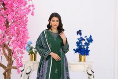 3 Piece Embroidered khaddar Suit - Green